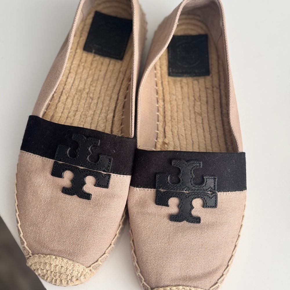 Tory Burch Black and Tan Espadrilles